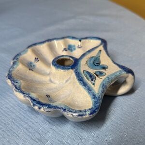 Tonala Mexico Chamberstick Candle Holder Pottery Bird Butterfly Floral Signed